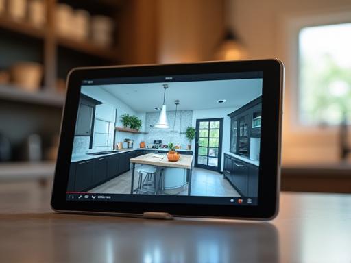 Preview image of kitchen design streaming content on a tablet